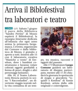 Biblofestival su L’Eco di Bergamo e Prima Bergamo